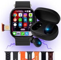 Relógio Smartwatch Hw Ultra2 Entrada Para chip 4G 2GB Ram 64gb Android Amoled 2 Cameras Wifi Android 8.1 com Play Store e 7 Pulseiras