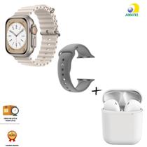 Relógio Smartwatch Hw68 Ultra Mini 41mm 2024 C/ 02 Pulseiras + Fone inPods 12 Bluetooth