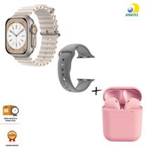 Relógio Smartwatch Hw68 Ultra Mini 41mm 2024 C/ 02 Pulseiras + Fone inPods 12 Bluetooth - WearFit