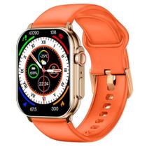 Relógio Smartwatch Imiki Sf1 Dourado Pulseira Laranja Silicone