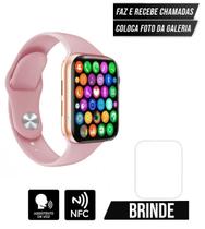 Relógio Smartwatch Inteligente NFC Cor Rosa W29 Série 9