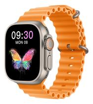 Relogio Smartwatch Inteligente Rosa Hw68 Ultra Mini 41mm Duas Pulseiras Series 8 NFC GPS Envio Já