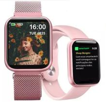 Relogio smartwatch inteligente s8 rosa - khostar