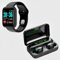 Relógio Smartwatch Inteligente Shock + Fone De Ouvido Sem Fio Bluetooth 5.0 In Ear Graves Profundos