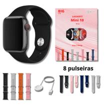 Relógio Smartwatch Mini 10 Infinit 8 Em 1 Laxasfit e 4 Pulseiras Ocean e 4 Lisas