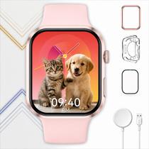 Relogio Smartwatch Rosa Dourado Premium Tela Grande Bluetooth Estilo Feminino Envio Imediato
