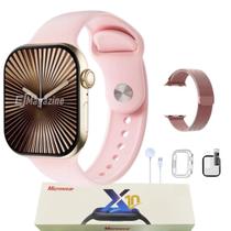 Relógio Smartwatch S10 Series 10 Feminino Rose Gold Pulseira Metal e Película Lançamento 2025 Microwear