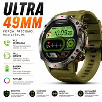 Relógio Smartwatch Ultra 49mm Tela Amoled Militar Faz Chamadas Resistente Relógio Smartwatch Ultra 49mm Tela Amoled Militar Faz Chamadas Resistente