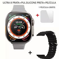 Relógio Smartwatch Ultra 8 GS8 Série 8 Esportivo Nfc 1.91 Rede Social+Puls.Silic+Pelíc-Ultra8 - Gs8 Ultra