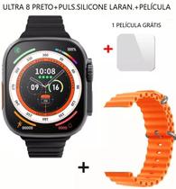 Relógio Smartwatch Ultra 8 GS8 Série 8 Esportivo Nfc 1.91 Rede Social+Puls.Silic+Pelíc-Ultra8