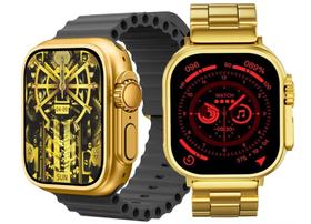 Relógio Smartwatch Ultra Mini Série Especial Gold Nfc Gps Cor Da Caixa Dourado + Pulseira Ocean Preta