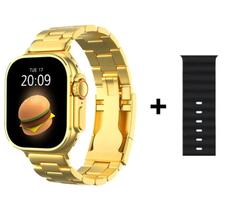 Relógio Smartwatch Ultra Mini Série Especial Gold Nfc Gps Cor Da Caixa Dourado + Pulseira Ocean Preta