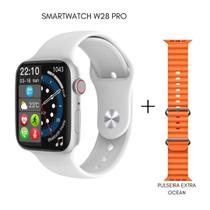 Relogio Smartwatch W28 Pro Series 8 Lançamento 2023 Tela Infinita Chamadas Bluetooth + Pulseira extra Ocean