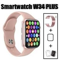 Relogio smartwatch w34 plus + pelicula + case + pulseira de aço