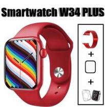 Relogio smartwatch w34 plus + pelicula + case + pulseira de aço