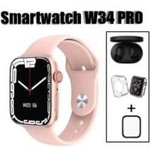 Relogio smartwatch w34 pro + pelicula + case + fone ardots