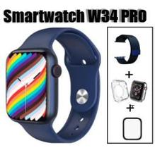 Relogio smartwatch w34 pro + pelicula + case + pulseira de aço