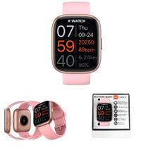 Relógio Smartwatch Xwatch Rosa Pulseiras Silicone Original