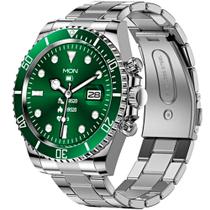 Relógio Social Masculino Esporte Prata Verde