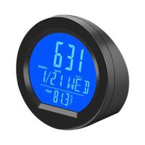 Relógio Solar LCD Luminoso Para Carro Com Data, Semana E Termômetro, Display Adesivo Para Painel De