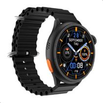 Relogio Sportivo Smartwatch Inteligente HW3 Ultra Max Preto Redondo C/ Medidor Pressão Arterial + Freq Cardíaca