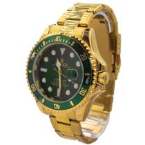 Relógio Submariner Style Luxo Subaquático Ouro Verde