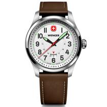Relógio Suíço Wenger Terragraph Mostrador Branco Pulseira Couro Marrom 01.0541.120 Relógio Suíço Wenger Terragraph Mostrador Branco Pulseira Couro Marrom 01.0541.120