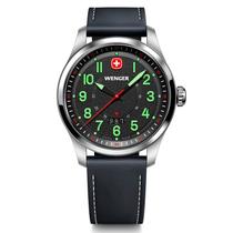 Relógio Suíço Wenger Terragraph Mostrador Preto Pulseira Couro Preta 01.0541.121