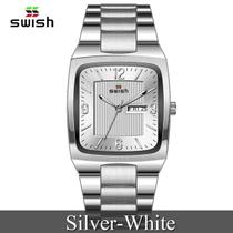 Relógio Swish Clássico Pulseira De Aço Inoxidável Masculino