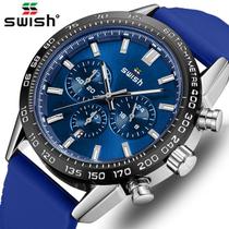 Relógio Swish Masculino Data Automática Cronógrafo 24 Horas Aço Inoxidável