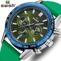 Relógio Swish Masculino Data Automática Cronógrafo 24 Horas Aço Inoxidável