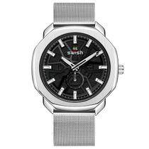 Relógio SWISH Masculino Malha Banda Aço Preto PVD