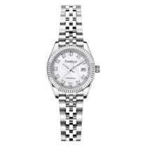 Relógio Szaikyri Classic para mulheres com pulseira de aço inoxidável prateada