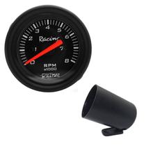 Relógio tacômetro conta giros 8000 rpm 52mm willtec preto - w40.091p + copo - Garagem Online Willtec