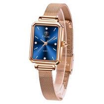 Relógio Taxau Rose Gold para mulheres com mostrador azul marinho e pulseira de malha Relógio Taxau Rose Gold para mulheres com mostrador azul marinho e pulseira de malha