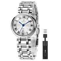 Relógio Taxau Silver Waterproof Women em aço inoxidável