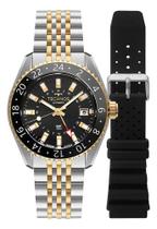 Relógio Technos Automatico Gmt Bicolor Ed Limitada Nh34ac/t1 Prata Preto Preto Relógio Technos Automatico Gmt Bicolor Ed Limitada Nh34ac/t1 Prata Preto Preto