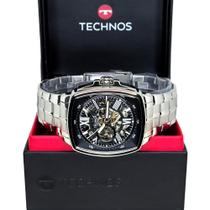 Relógio Technos Automatico Quadrado Masculino Aço Prateado G3265AJ/1P Original