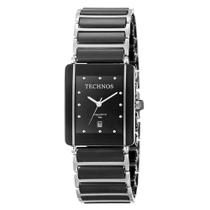 Relógio Technos Ceramic Saphire Prata Preto Feminino 1N12ACPAI/1P
