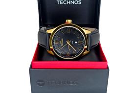 Relógio Technos Dourado Masculino Pulseira de Couro Technos Classic Steel 2115MXV/0P