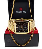 Relógio Technos Executive Masculino Dourado Quadrado Original 2117LDM/1P