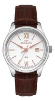 Relógio Technos Executive Prata Masculino 2115tyz/0k - Marrom - Prateado - Branco