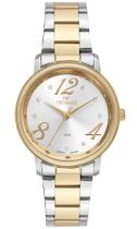 Relogio Technos feminino bicolor dourado prata strass a prova dagus 2035MYB/1K