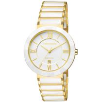 Relógio TECHNOS feminino branco dourado cerâmica 2015CE/4B