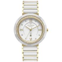 Relogio Technos Feminino branco dourado cerâmica vidro safira luxo 2015CEK/2B