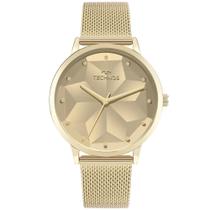 Relógio Technos Feminino Brilho Dourado Fundo Facetado Espelhado Original 203AAG/1D
