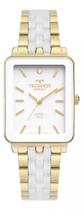 Relógio Technos Feminino Ceramic Saphire Branco Dourado 2035MZP/1B !