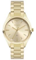 Relogio Technos feminino dourado médio com cristais 2036MQS/1X Banhado folheado a prova dágua cravejado com strass