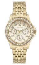 Relogio Technos feminino dourado multifunção St.Moritz com pedrinhas strass luxo moderno a prova dagua 6P29AMG/1D