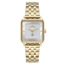 Relógio technos feminino dourado quadrado cristais gl22am 1k